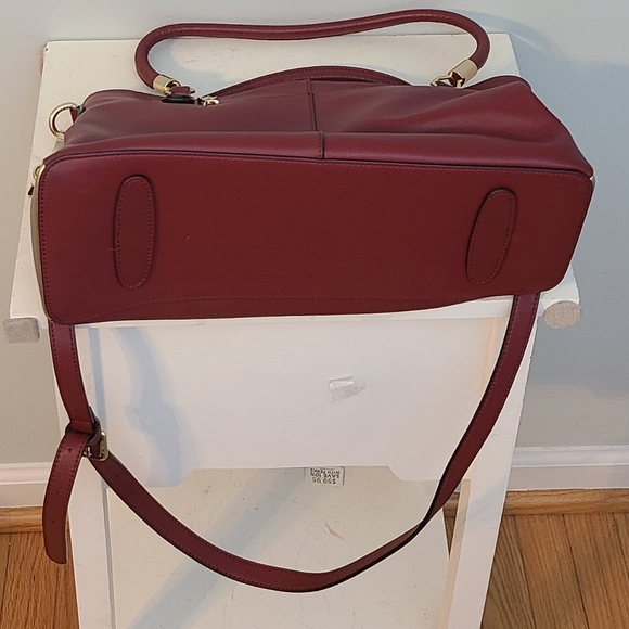 Foxer Red Gold Leather Shoulder Bag Large Tote Purse Handbag Satchel 2 Handle - Picture 6 of 15